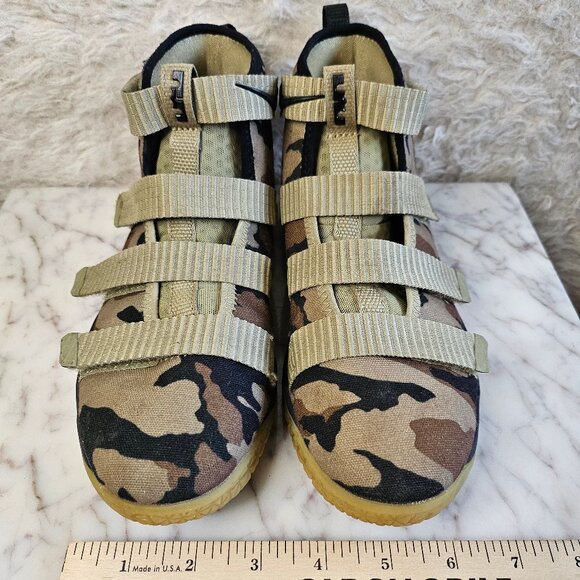 Nike Air Shoes Sneakers Youth 3Y Lebron James Soldier XI Olive Camo Military 3Y - Picture 2 of 8